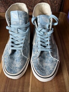 Vans High-Top Denim Skate Sneakers in Light Blue-Size 6.5 Men’s/8 Women’s